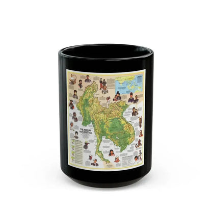 Asia - The Peoples of Mainland Southeast (1971) (Map) Black Coffee Mug 15oz - Go Mug Yourself