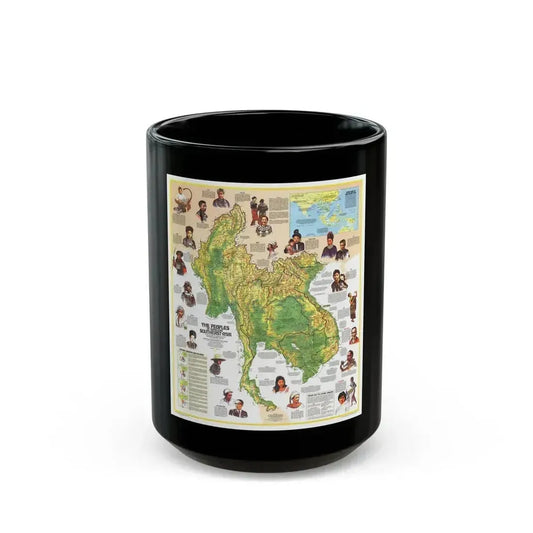 Asia - The Peoples of Mainland Southeast (1971) (Map) Black Coffee Mug 15oz - Go Mug Yourself