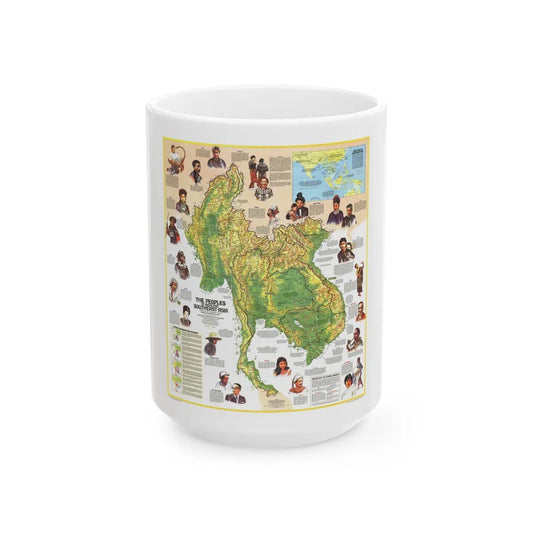 Asia - The Peoples of Mainland Southeast (1971) (Map) White Coffee Mug-15oz-Go Mug Yourself