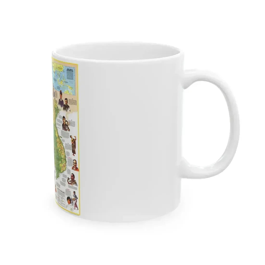 Asia - The Peoples of Mainland Southeast (1971) (Map) White Coffee Mug - Go Mug Yourself