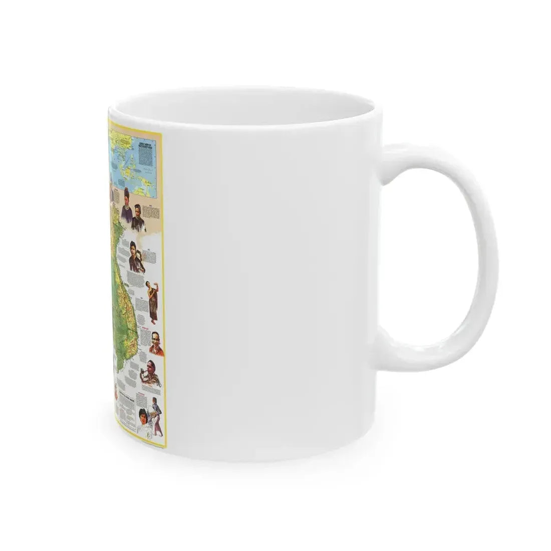 Asia - The Peoples of Mainland Southeast (1971) (Map) White Coffee Mug - Go Mug Yourself