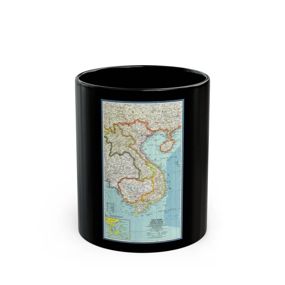 Asia - Viet Nam, Cambodia, Laos (1965) (Map) Black Coffee Mug-11oz-Go Mug Yourself