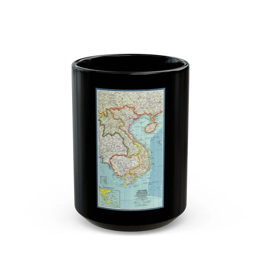 Asia - Viet Nam, Cambodia, Laos (1965) (Map) Black Coffee Mug-15oz-Go Mug Yourself