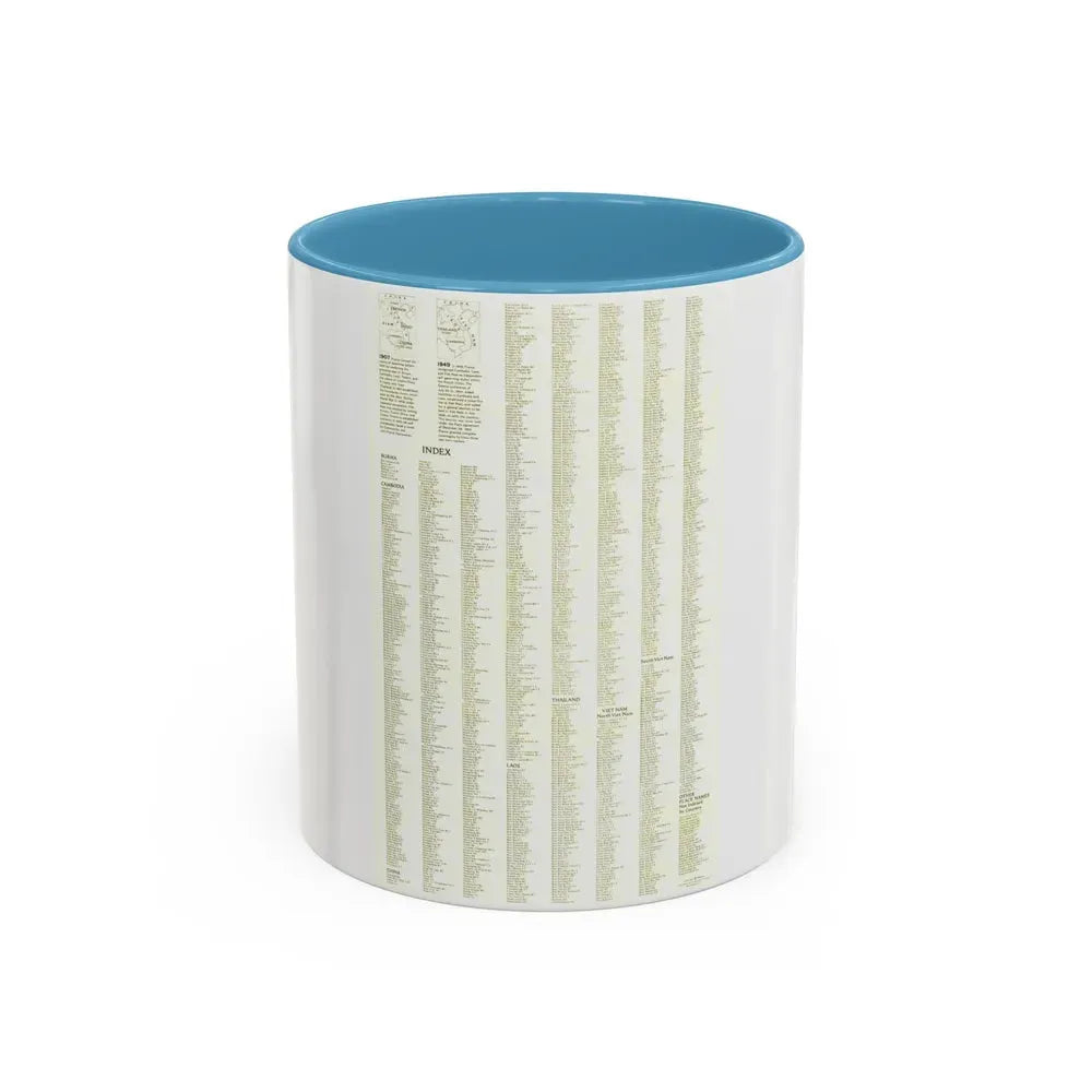Asia - Viet Nam, Cambodia, Laos--Index (1965) (Map) Accent Coffee Mug 11oz Light Blue - Go Mug Yourself