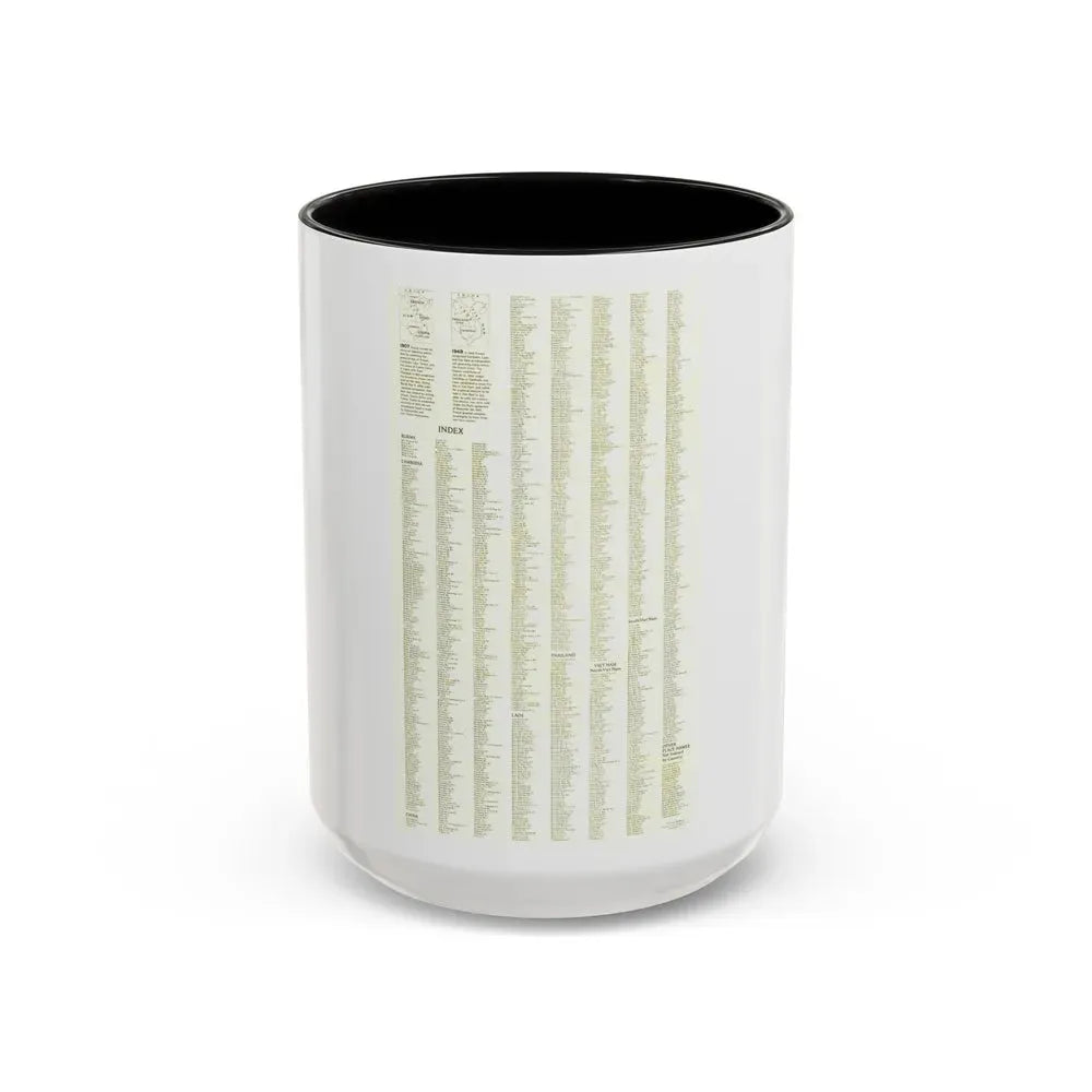 Asia - Viet Nam, Cambodia, Laos--Index (1965) (Map) Accent Coffee Mug 15oz Black - Go Mug Yourself
