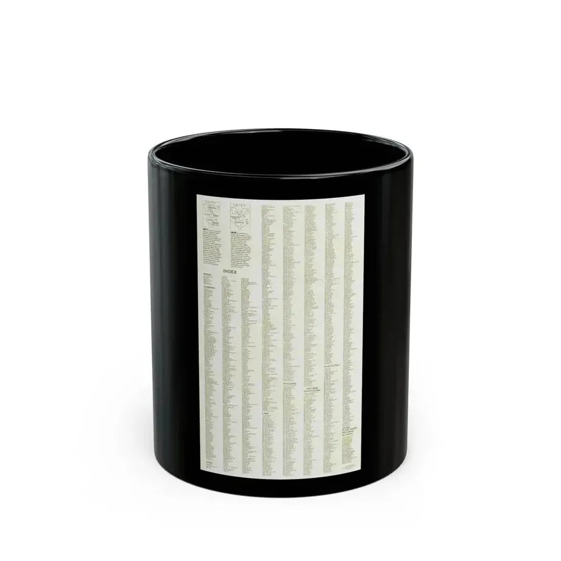 Asia - Viet Nam, Cambodia, Laos--Index (1965) (Map) Black Coffee Mug 11oz - Go Mug Yourself