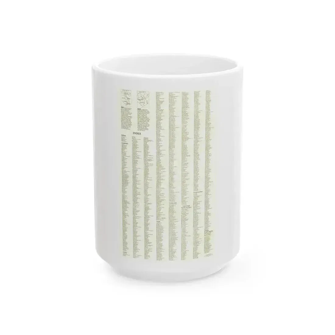 Asia - Viet Nam, Cambodia, Laos--Index (1965) (Map) White Coffee Mug 15oz - Go Mug Yourself