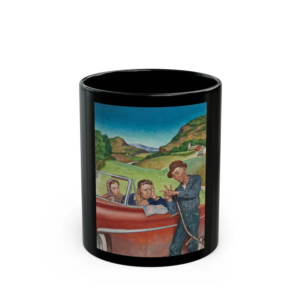 Asking for Directions, The Saturday Evening Post cover, July 9, 1955 - Black Coffee Mug-11oz-Go Mug Yourself