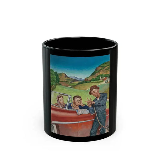 Asking for Directions, The Saturday Evening Post cover, July 9, 1955 - Black Coffee Mug 11oz - Go Mug Yourself