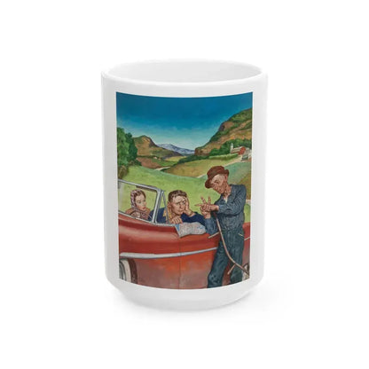 Asking for Directions, The Saturday Evening Post cover, July 9, 1955 - White Coffee Mug 15oz - Go Mug Yourself