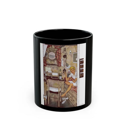 Asleep In The Deep (2), Cosmopolitan, February 1958 - Black Coffee Mug-11oz-Go Mug Yourself