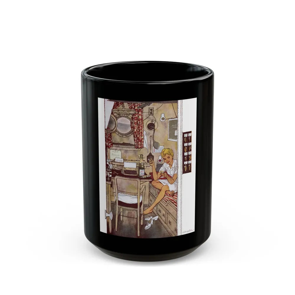 Asleep In The Deep (2), Cosmopolitan, February 1958 - Black Coffee Mug-15oz-Go Mug Yourself