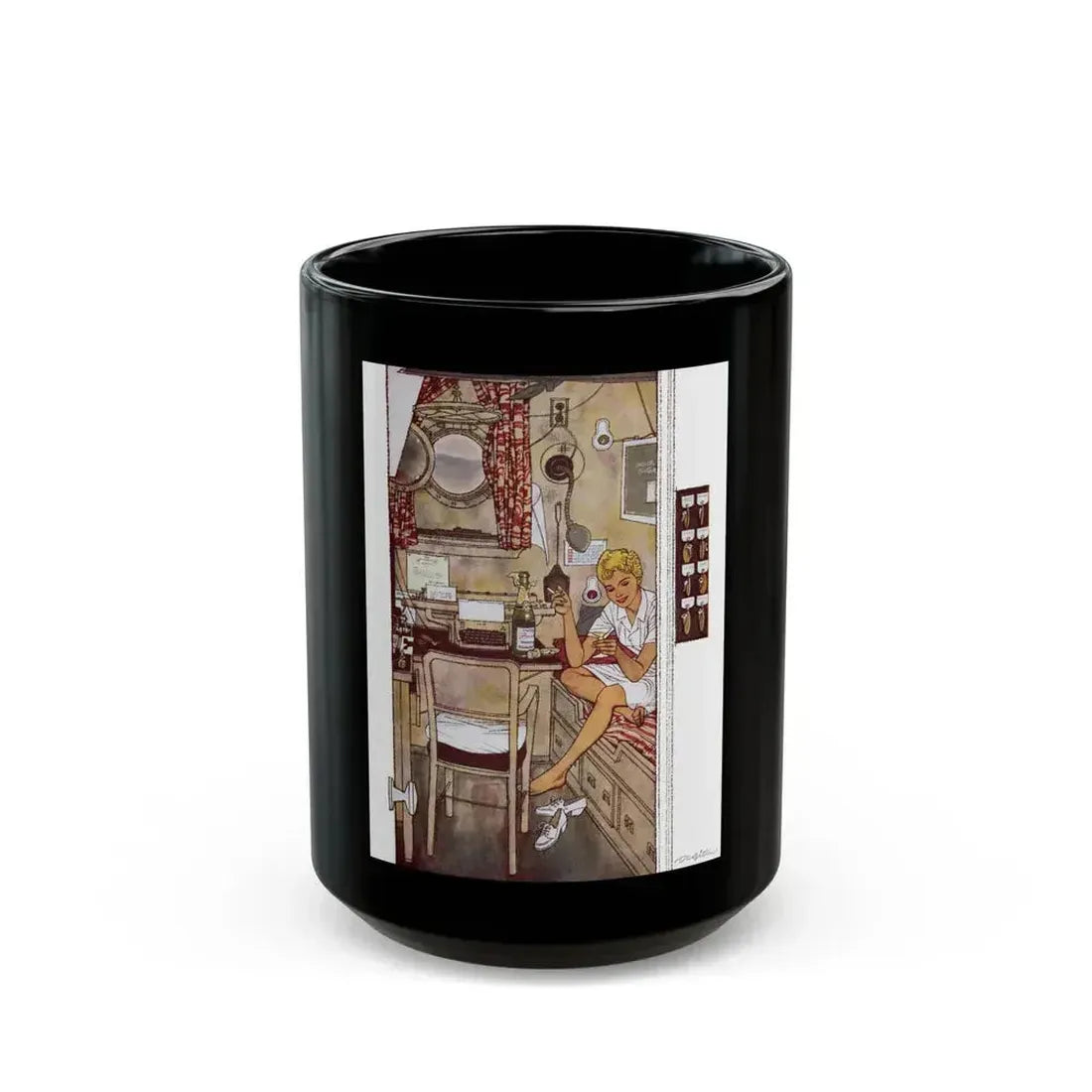 Asleep In The Deep (2), Cosmopolitan, February 1958 - Black Coffee Mug 15oz - Go Mug Yourself