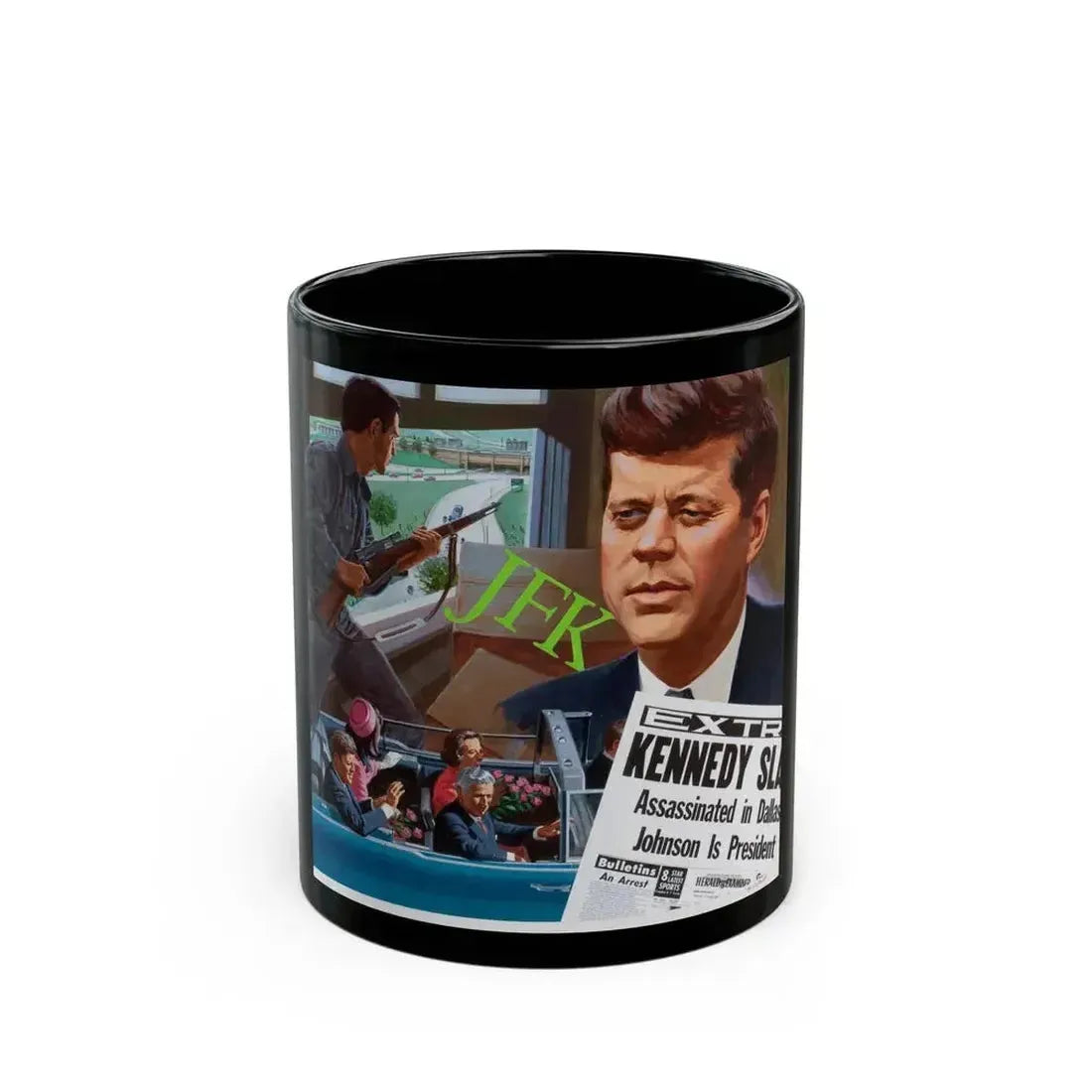 Assassination of John F. Kennedy, October 1980 - Black Coffee Mug 11oz - Go Mug Yourself