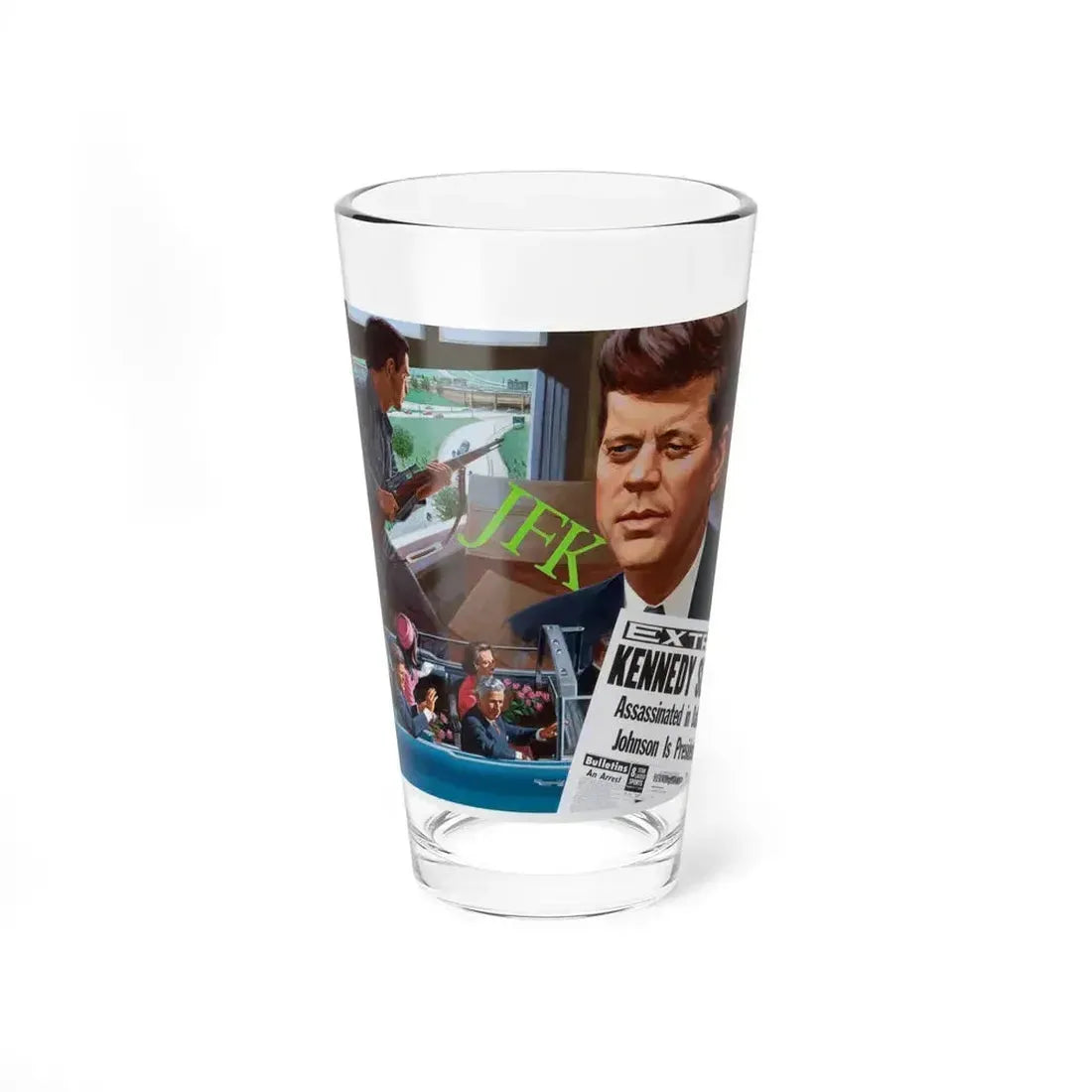 Assassination of John F. Kennedy, October 1980 (Magazine Illustration) Pint Glass 16oz 16oz - Go Mug Yourself