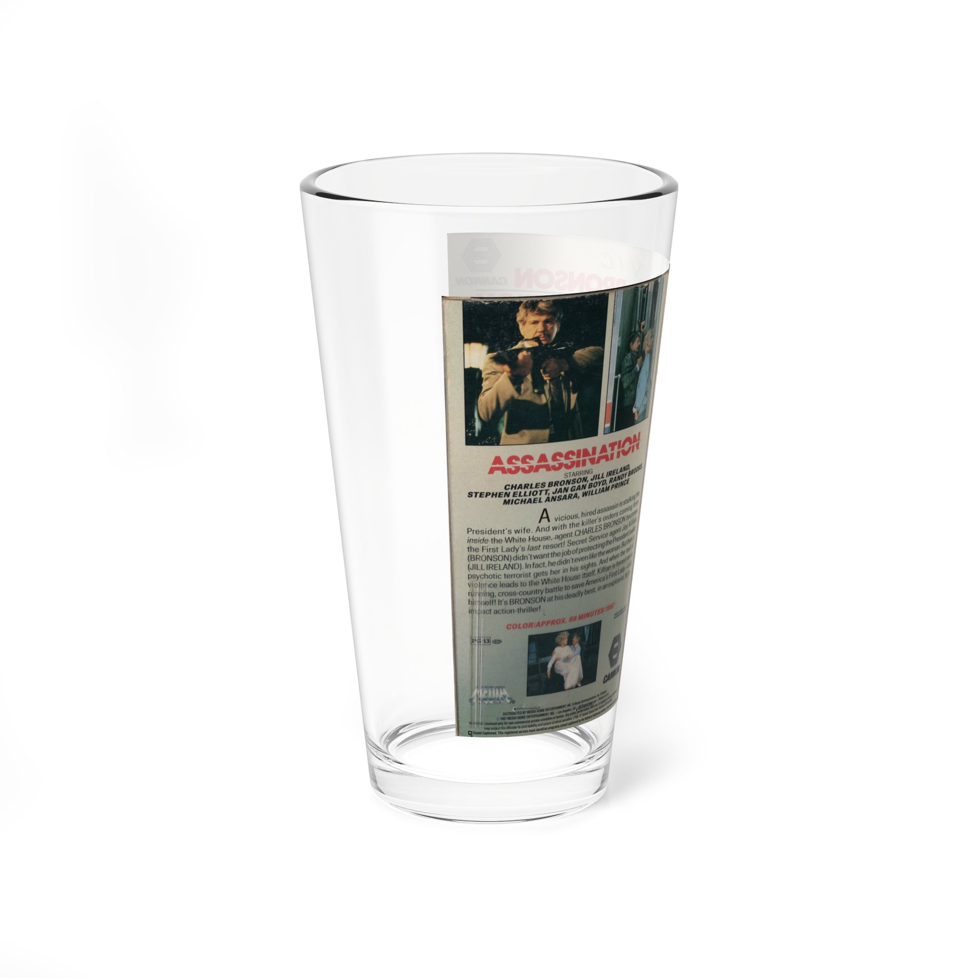 ASSASSINATION (VHS COVER) Pint Glass 16oz-Go Mug Yourself