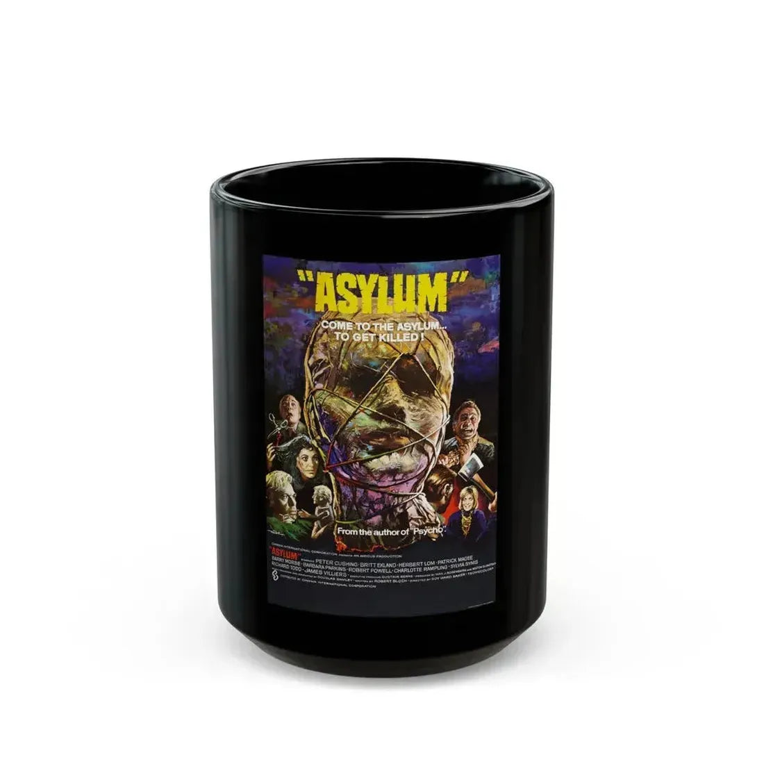 ASYLUM 1972 Movie Poster - Black Coffee Mug 15oz - Go Mug Yourself