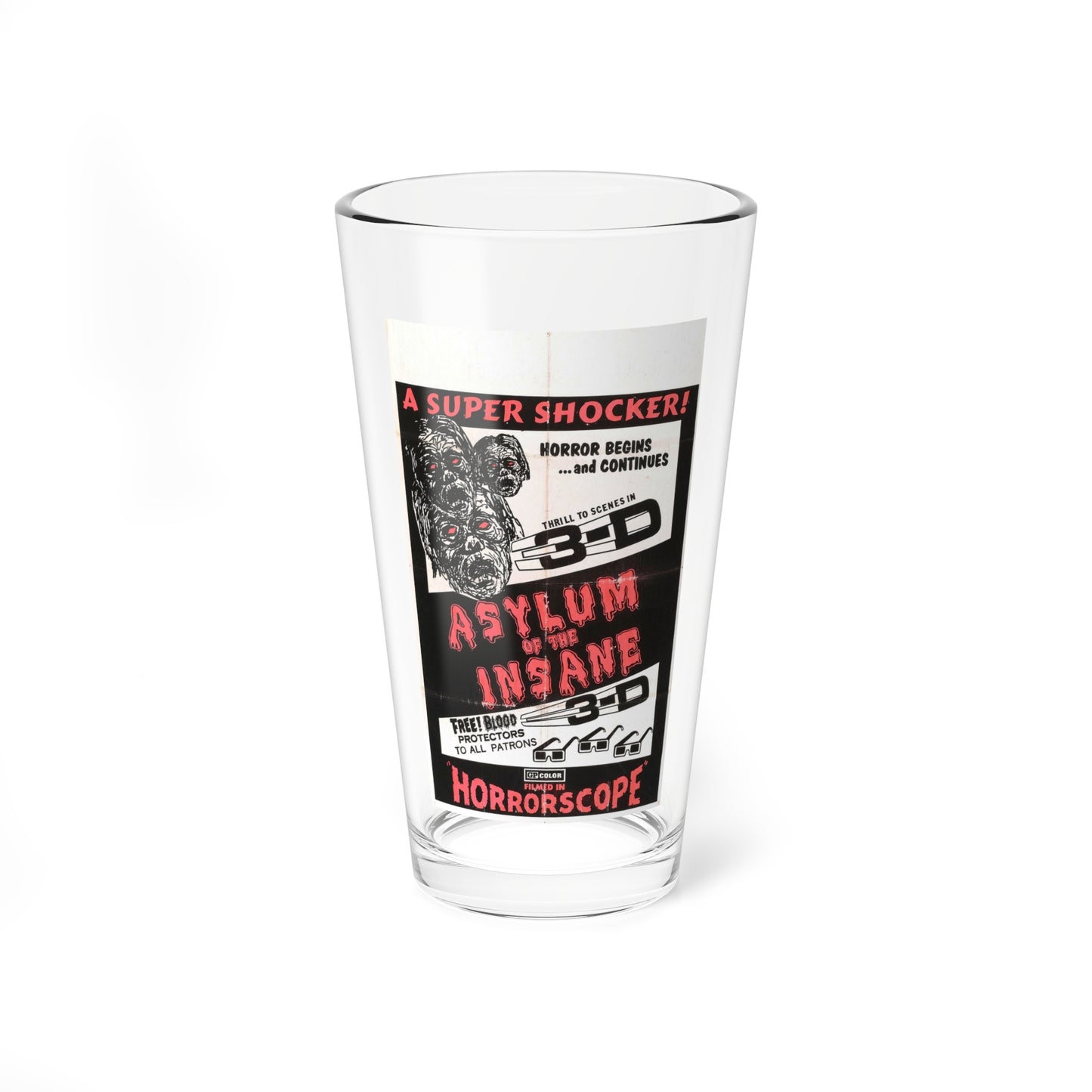 ASYLUM OF THE INSANE 1967 Movie Poster - Pint Glass 16oz-16oz-Go Mug Yourself