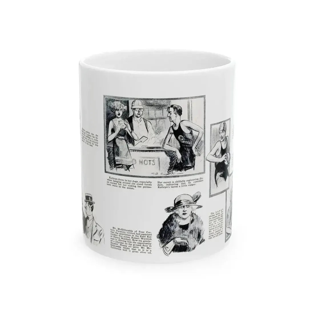 At Crystal Pier - Seen by Screenland's Artist, Screenland, August 1923 - White Coffee Mug 11oz - Go Mug Yourself