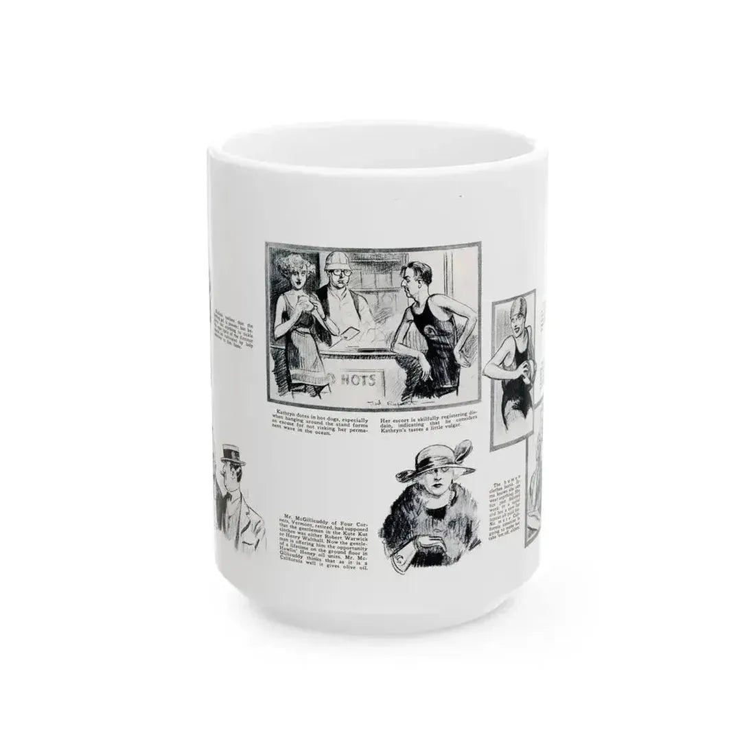 At Crystal Pier - Seen by Screenland's Artist, Screenland, August 1923 - White Coffee Mug 15oz - Go Mug Yourself