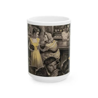 At His Best- and Worst, Redbook Magazine story illustration, December 1946 - White Coffee Mug 15oz - Go Mug Yourself