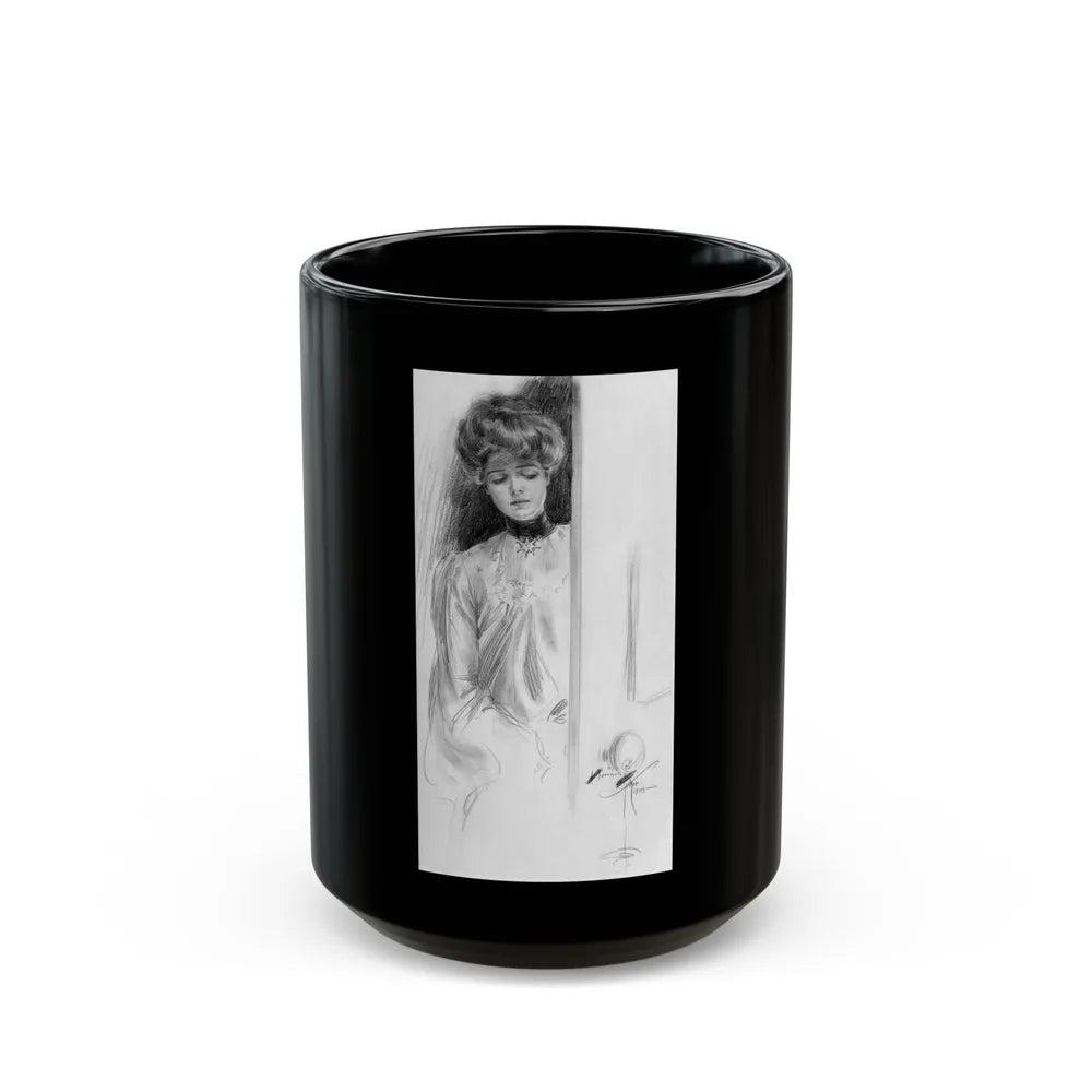 At the Doorway, Saturday Evening Post interior, 1903 - Black Coffee Mug-15oz-Go Mug Yourself