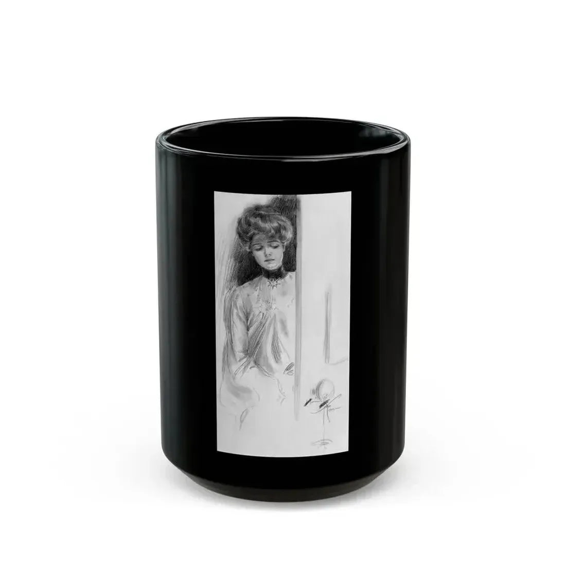 At the Doorway, Saturday Evening Post interior, 1903 - Black Coffee Mug 15oz - Go Mug Yourself
