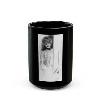 At the Doorway, Saturday Evening Post interior, 1903 - Black Coffee Mug 15oz - Go Mug Yourself
