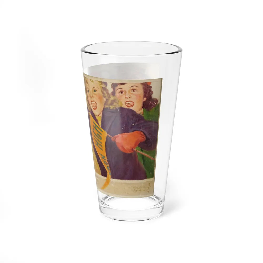 At the Football Game (Magazine Illustration) Pint Glass 16oz-Go Mug Yourself