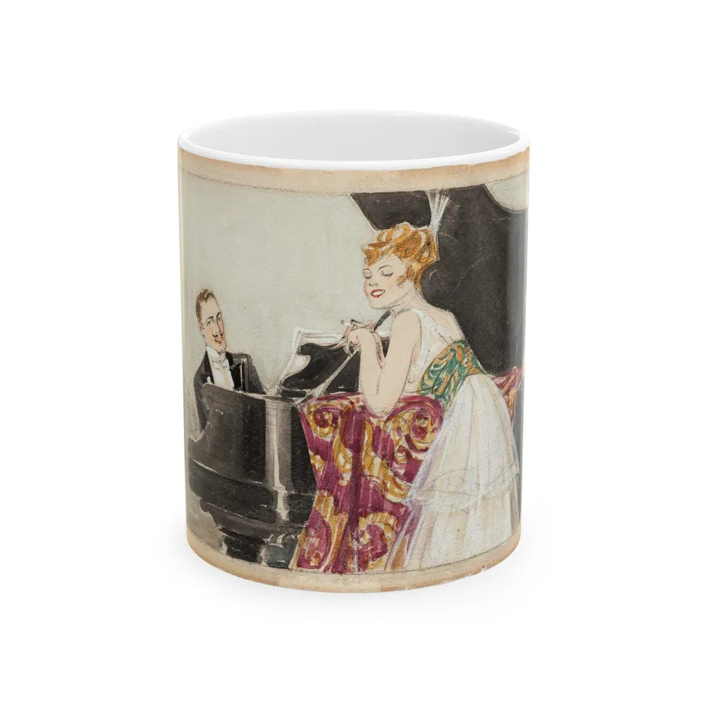 At the Piano Illustration (c. 1910s) - White Coffee Mug-11oz-Go Mug Yourself