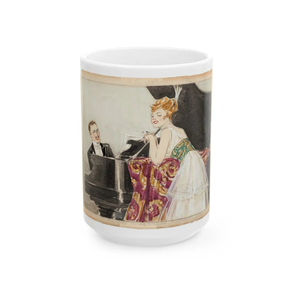 At the Piano Illustration (c. 1910s) - White Coffee Mug-15oz-Go Mug Yourself