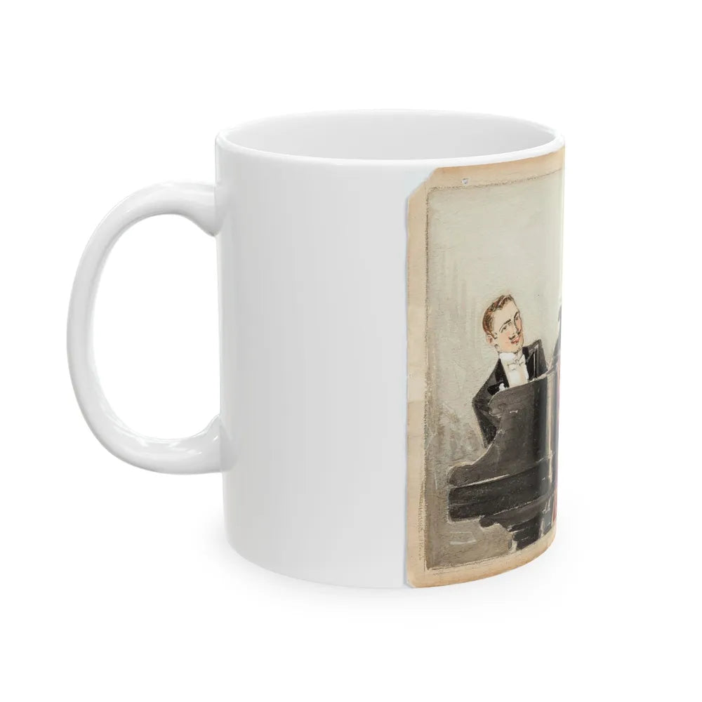 At the Piano Illustration (c. 1910s) - White Coffee Mug-Go Mug Yourself