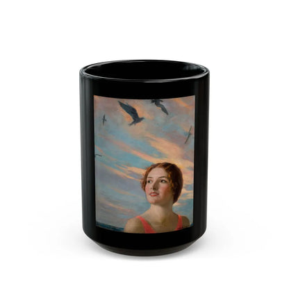 At the Seaside, The American Magazine cover, August 1926 - Black Coffee Mug-15oz-Go Mug Yourself