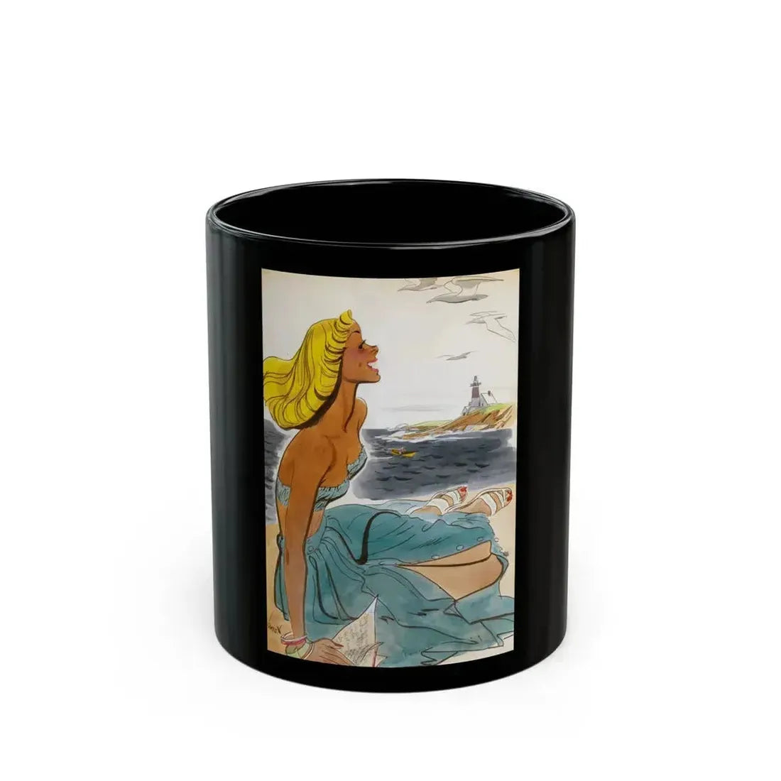 At the Shore - Black Coffee Mug 11oz - Go Mug Yourself