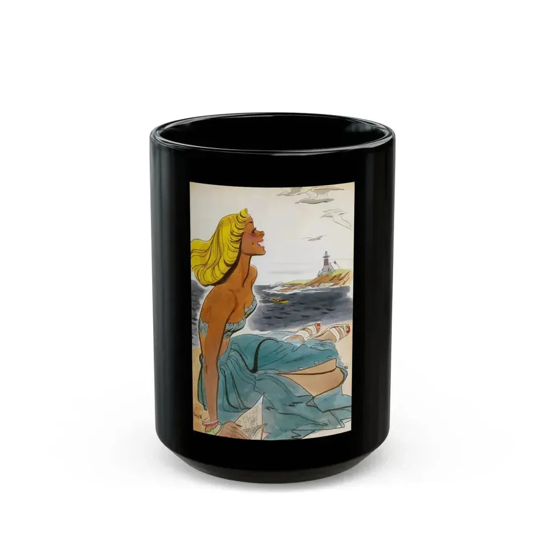 At the Shore - Black Coffee Mug 15oz - Go Mug Yourself
