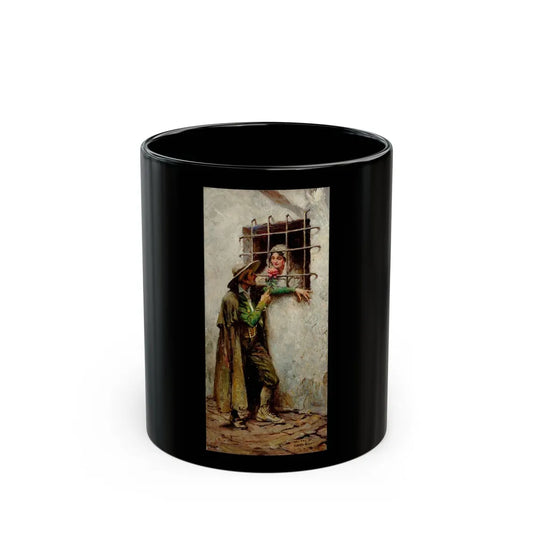 At the Window, Saturday Evening Post illustration, 1920 - Black Coffee Mug-11oz-Go Mug Yourself