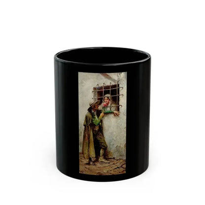 At the Window, Saturday Evening Post illustration, 1920 - Black Coffee Mug 11oz - Go Mug Yourself