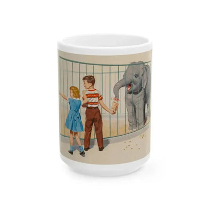At the Zoo, Dick and Jane illustration - White Coffee Mug 15oz - Go Mug Yourself