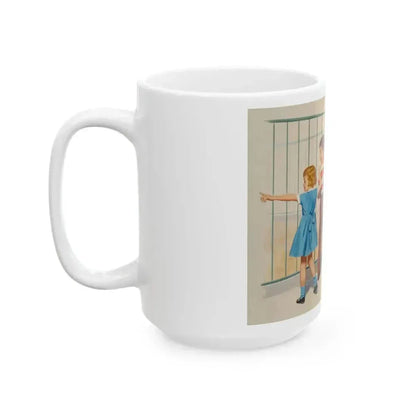At the Zoo, Dick and Jane illustration - White Coffee Mug - Go Mug Yourself