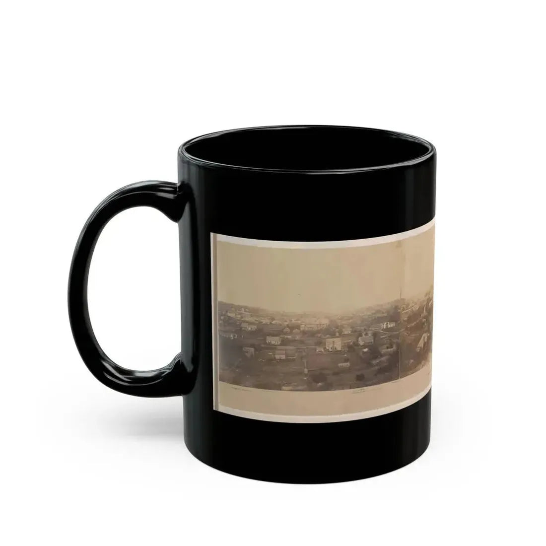 Atlanta, Before Being Burnt  By Order Of Gen'l. Sherman, From The Cupola Of The Female Seminary (U.S. Civil War) Black Coffee Mug - Go Mug Yourself