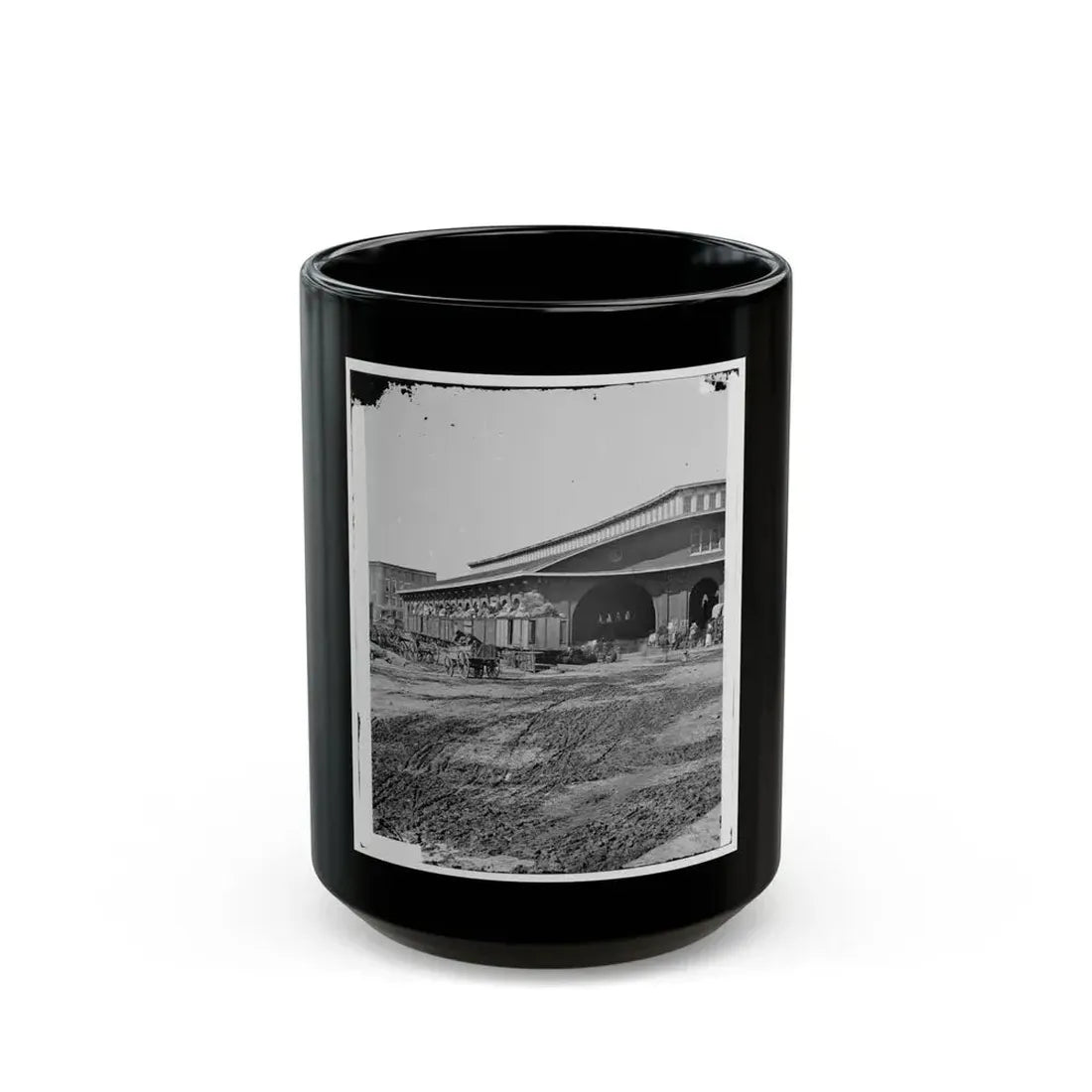 Atlanta, Ga. Boxcars With Refugees At Railroad Depot (U.S. Civil War) Black Coffee Mug - Go Mug Yourself