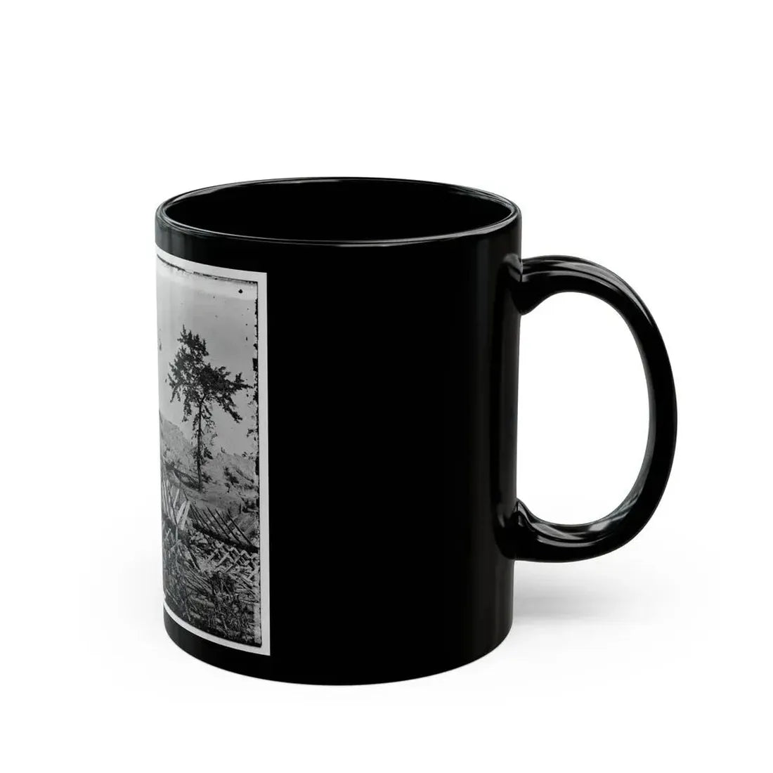 Atlanta, Ga. Chevaux-De-Frise On Marietta Street; Photographic Wagons And Darkroom Beyond (U.S. Civil War) Black Coffee Mug - Go Mug Yourself
