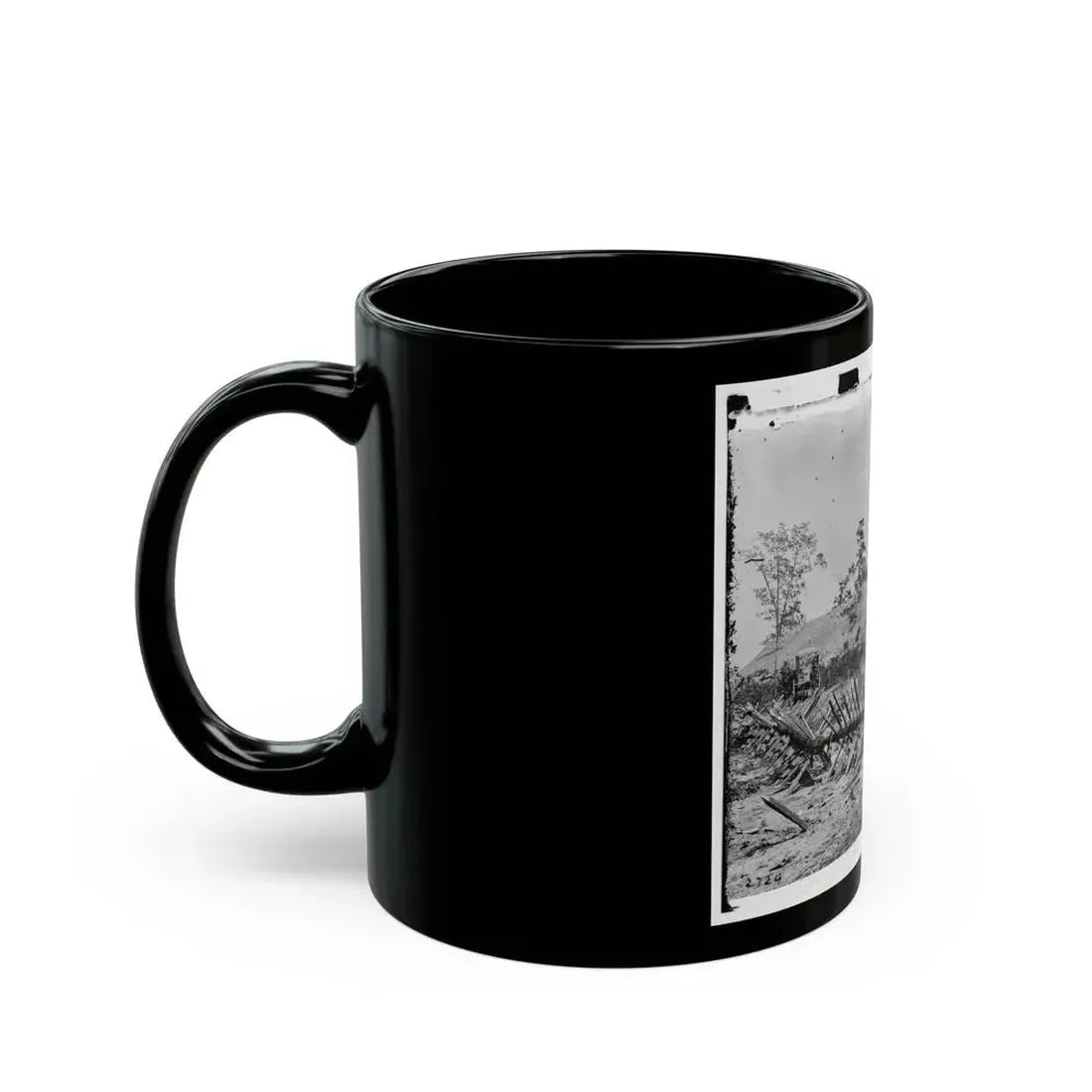 Atlanta, Ga. Chevaux-De-Frise On Marietta Street; Photographic Wagons And Darkroom Beyond (U.S. Civil War) Black Coffee Mug - Go Mug Yourself