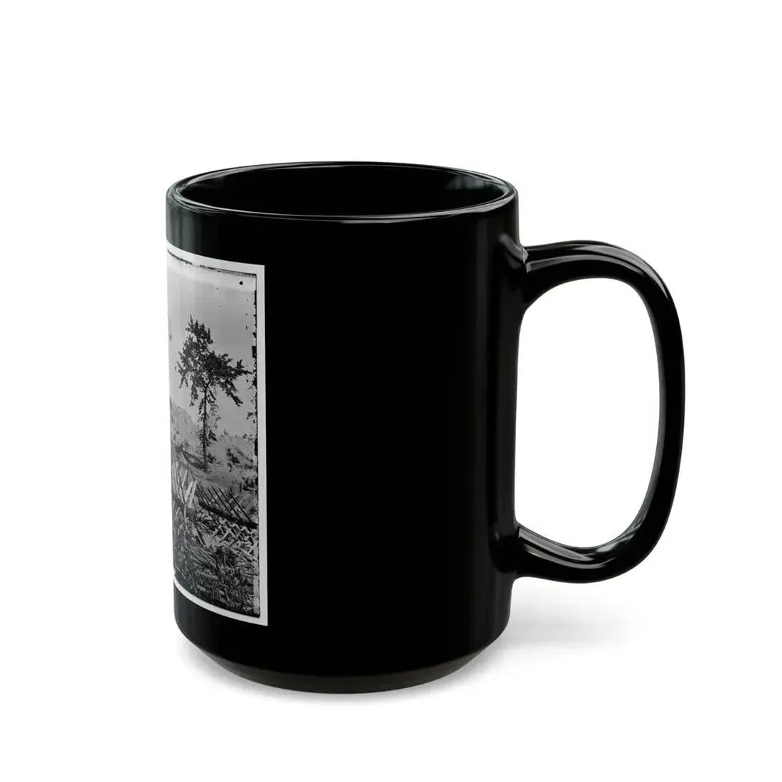 Atlanta, Ga. Chevaux-De-Frise On Marietta Street; Photographic Wagons And Darkroom Beyond (U.S. Civil War) Black Coffee Mug - Go Mug Yourself