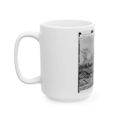 Atlanta, Ga. Chevaux-De-Frise On Marietta Street; Photographic Wagons And Darkroom Beyond (U.S. Civil War) White Coffee Mug - Go Mug Yourself