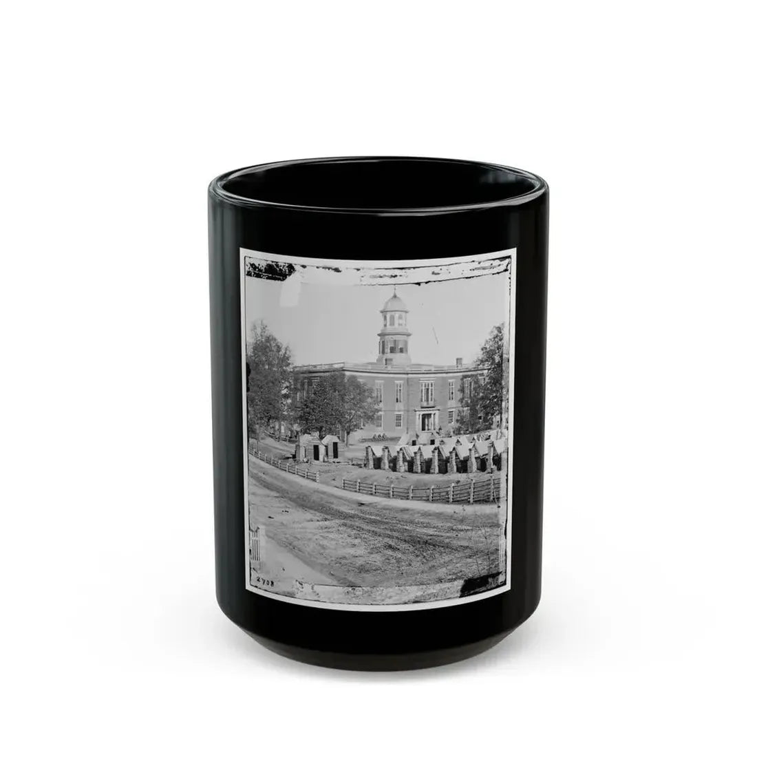 Atlanta, Ga. City Hall; Camp Of 2d Massachusetts Infantry On The Grounds (U.S. Civil War) Black Coffee Mug 15oz - Go Mug Yourself