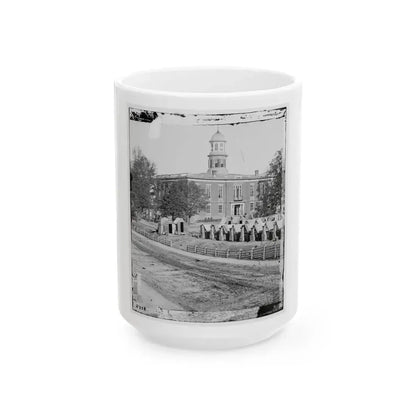 Atlanta, Ga. City Hall; Camp Of 2d Massachusetts Infantry On The Grounds (U.S. Civil War) White Coffee Mug 15oz - Go Mug Yourself