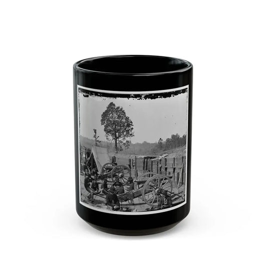 Atlanta, Ga. Federal Soldiers Relaxing By Guns Of Captured Fort (U.S. Civil War) Black Coffee Mug 15oz - Go Mug Yourself