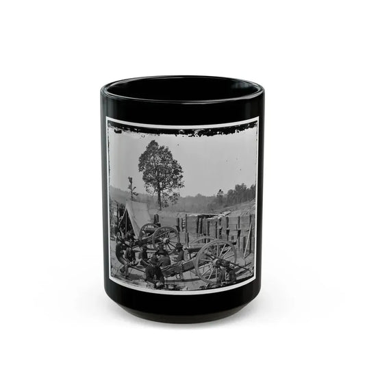 Atlanta, Ga. Federal Soldiers Relaxing By Guns Of Captured Fort (U.S. Civil War) Black Coffee Mug 15oz - Go Mug Yourself