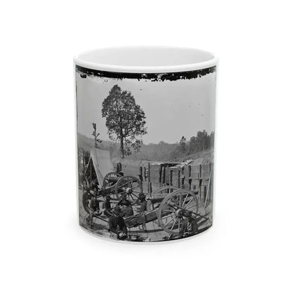 Atlanta, Ga. Federal Soldiers Relaxing By Guns Of Captured Fort (U.S. Civil War) White Coffee Mug 11oz - Go Mug Yourself